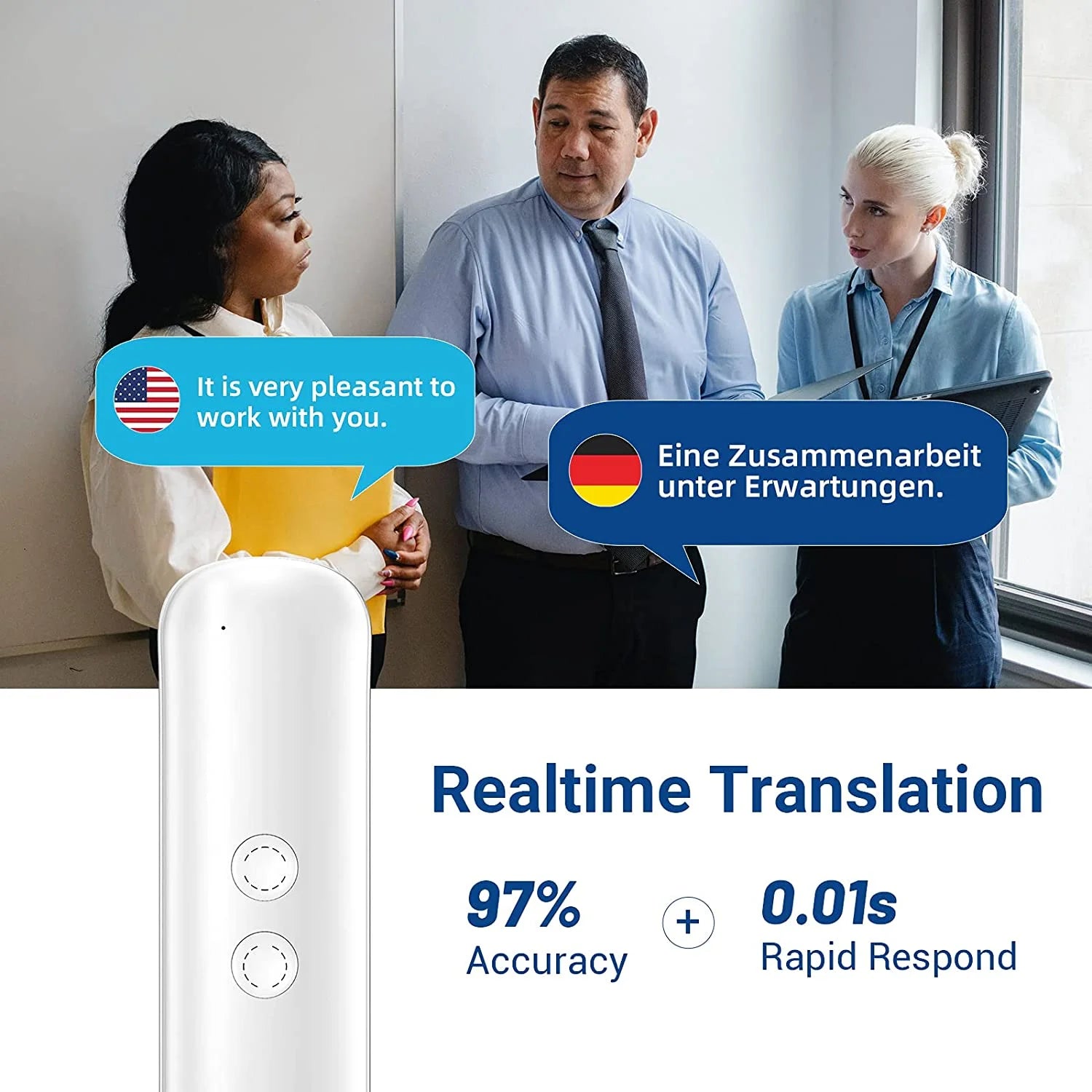 Language Translator Device Portable Foreign Language Real-Time 2-Way Translations, Supporting 72+ Languages for Travelling Learning Shopping Business Chat Recording Translations
