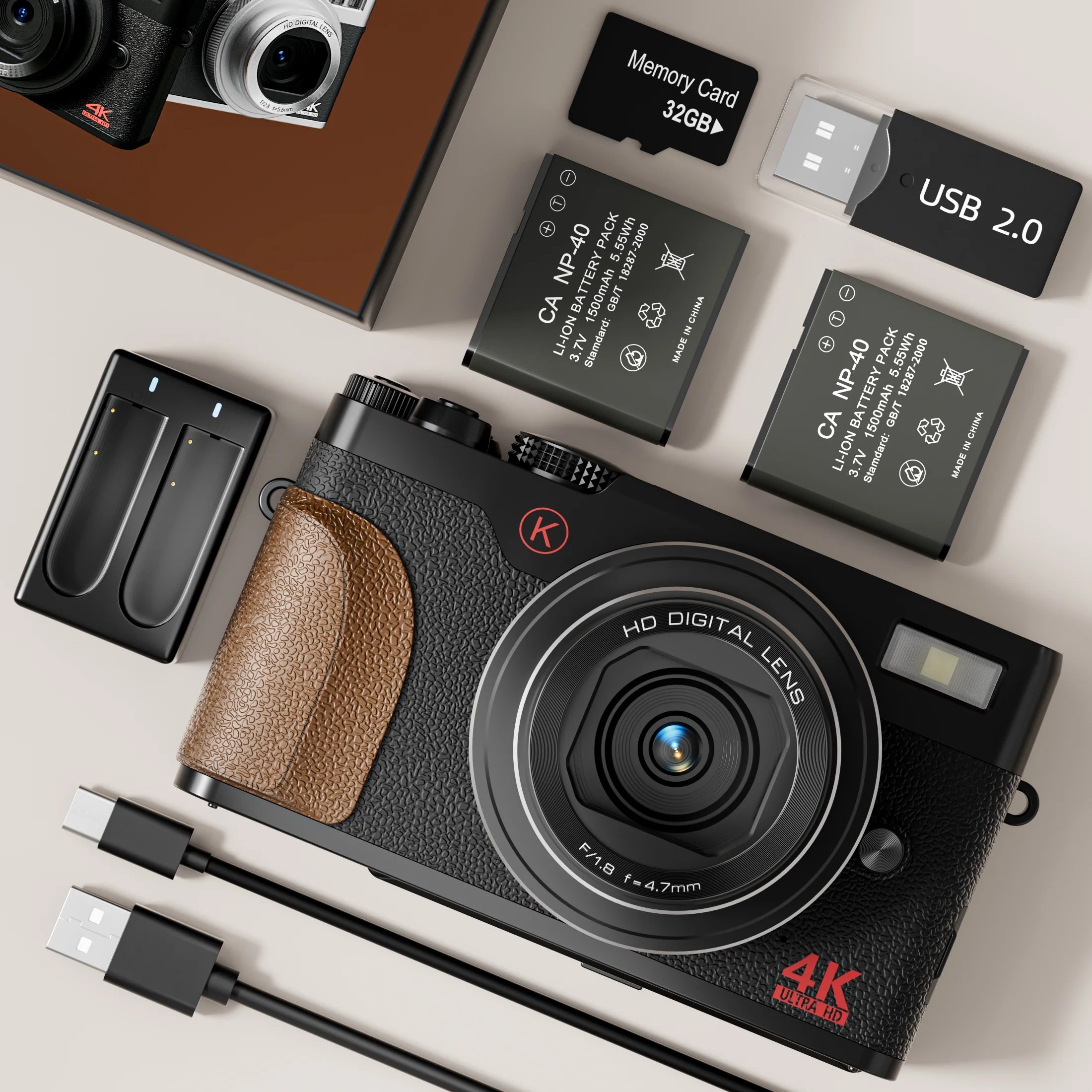 Cámara Digital 4K 56MP Para Fotografía Para Youtube Con Tarjeta SD De 32GB