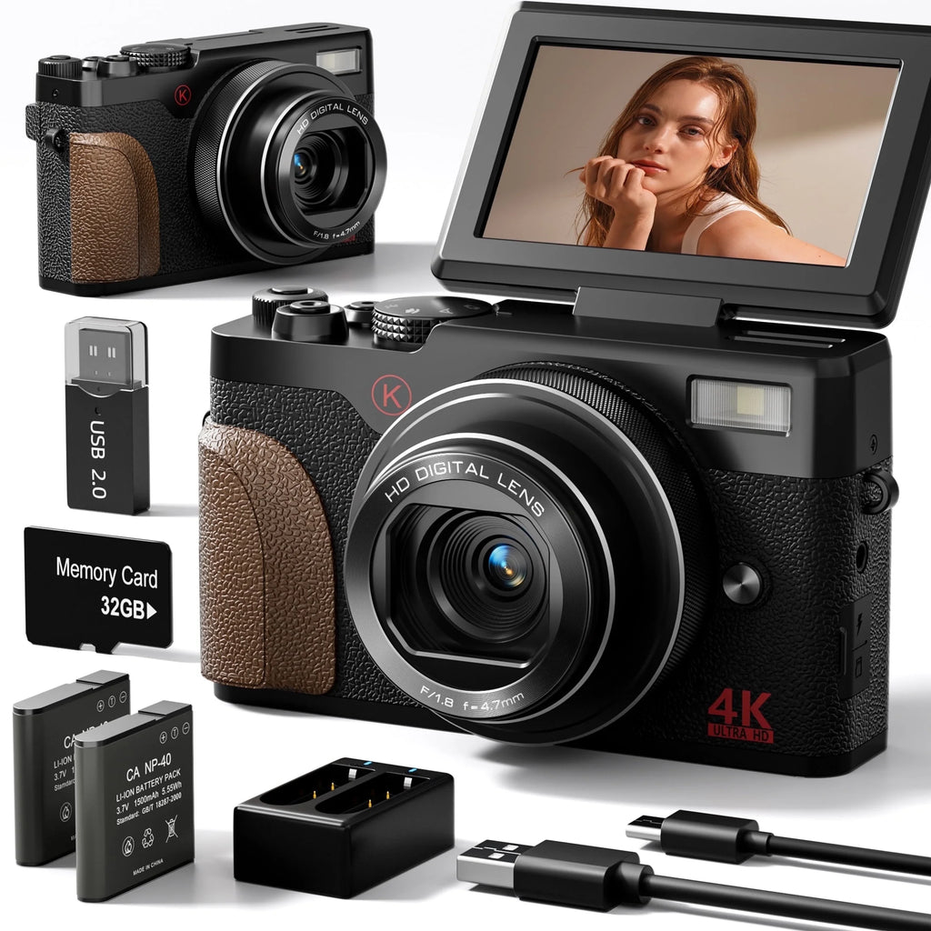 Cámara Digital 4K 56MP Para Fotografía Para Youtube Con Tarjeta SD De 32GB