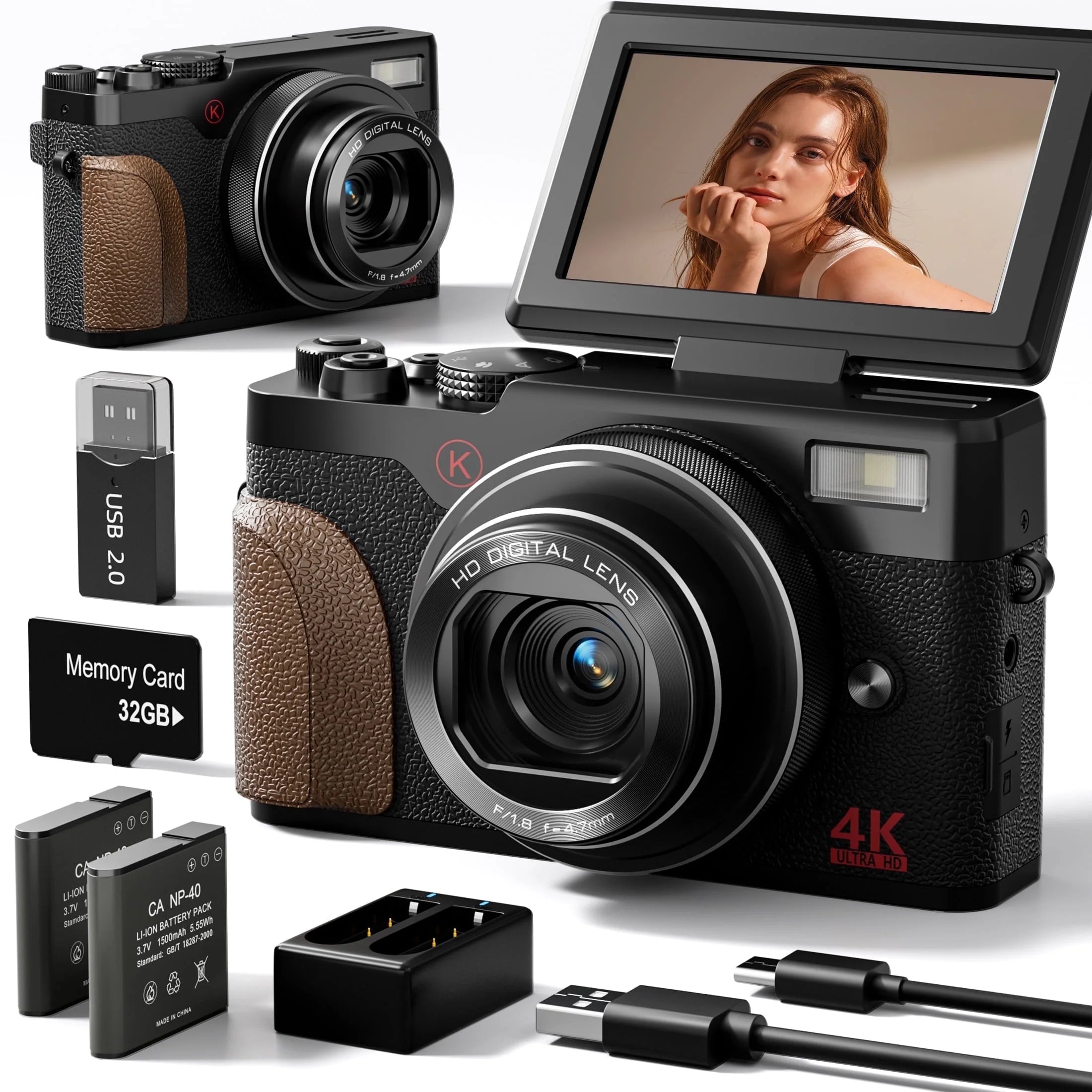 Cámara Digital 4K 56MP Para Fotografía Para Youtube Con Tarjeta SD De 32GB